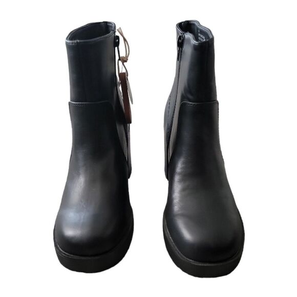 MIA Black Faux Leather Ankle Platform Boots Size 9M NWT - Picture 7 of 8